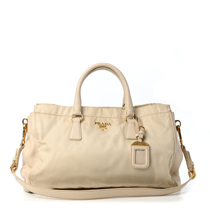Prada Tessuto Nylon Saffiano Satchel Talco 1 of 5
