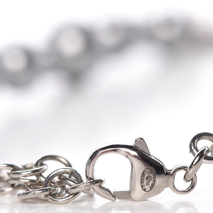 Chanel Crystal Baguette Graduated Pearl CC Short Necklace Silver Grey 4 of 5