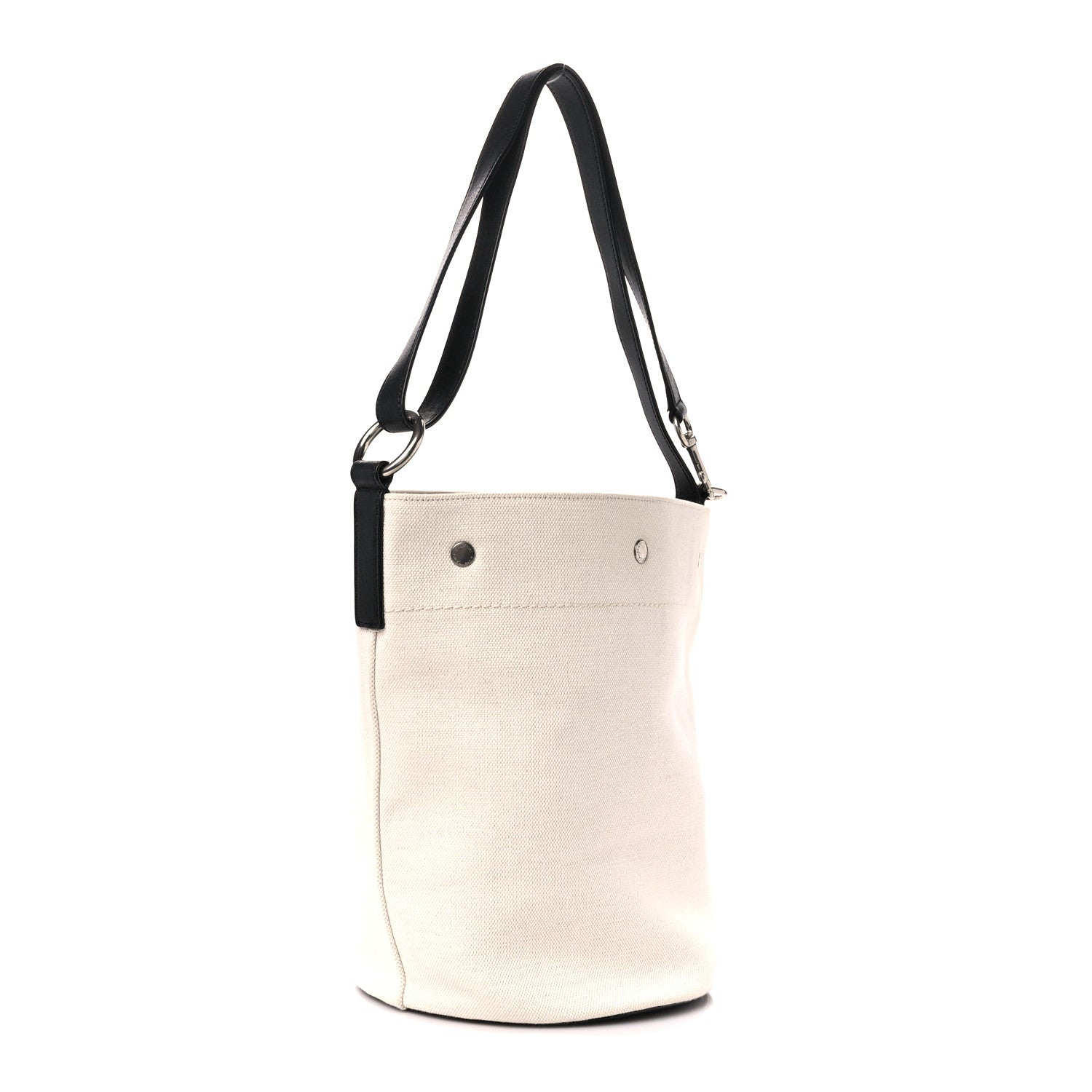 Saint Laurent Linen Calfskin Rive Gauche Bucket Bag Greggio Natural 4 of 15