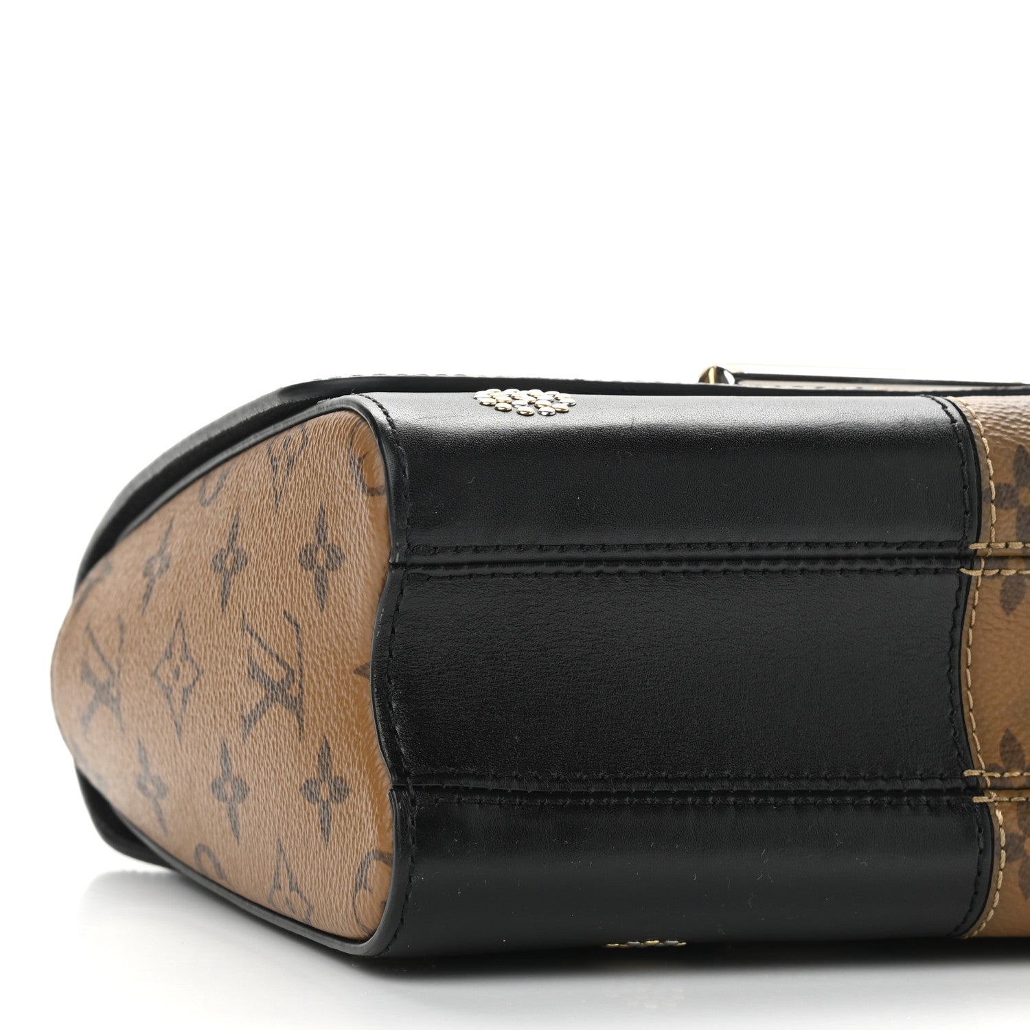 Louis Vuitton Calfskin Reverse Monogram Studded Twist Shoulder Bag MM Black Gold 8 of 9