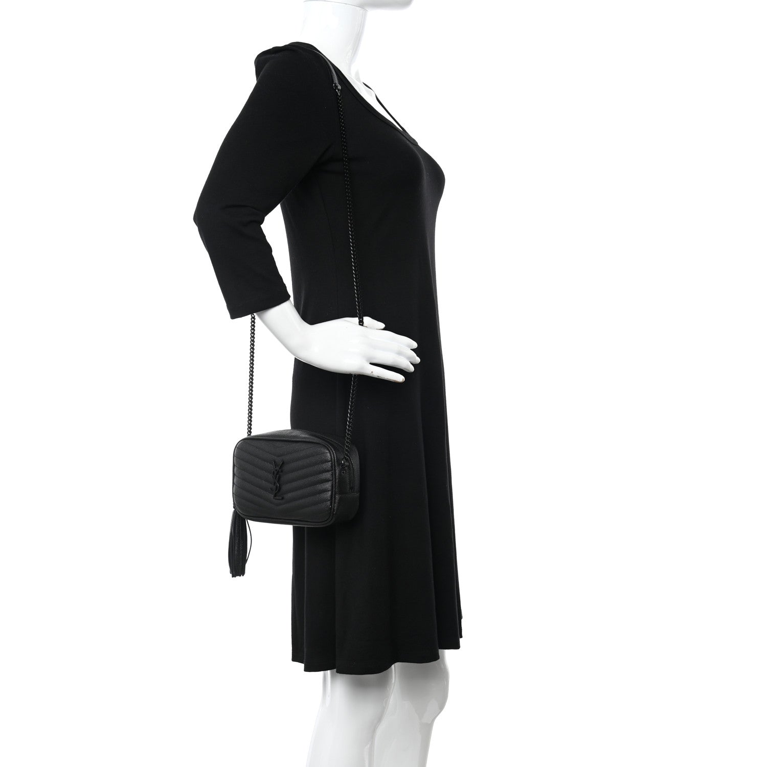 Saint Laurent Grain De Poudre Matelasse Monochrome Monogram Mini Lou Camera Bag Black 2 of 11