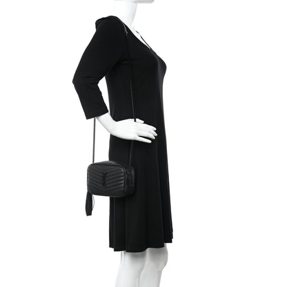 Saint Laurent Grain De Poudre Matelasse Monochrome Monogram Mini Lou Camera Bag Black 2 of 11