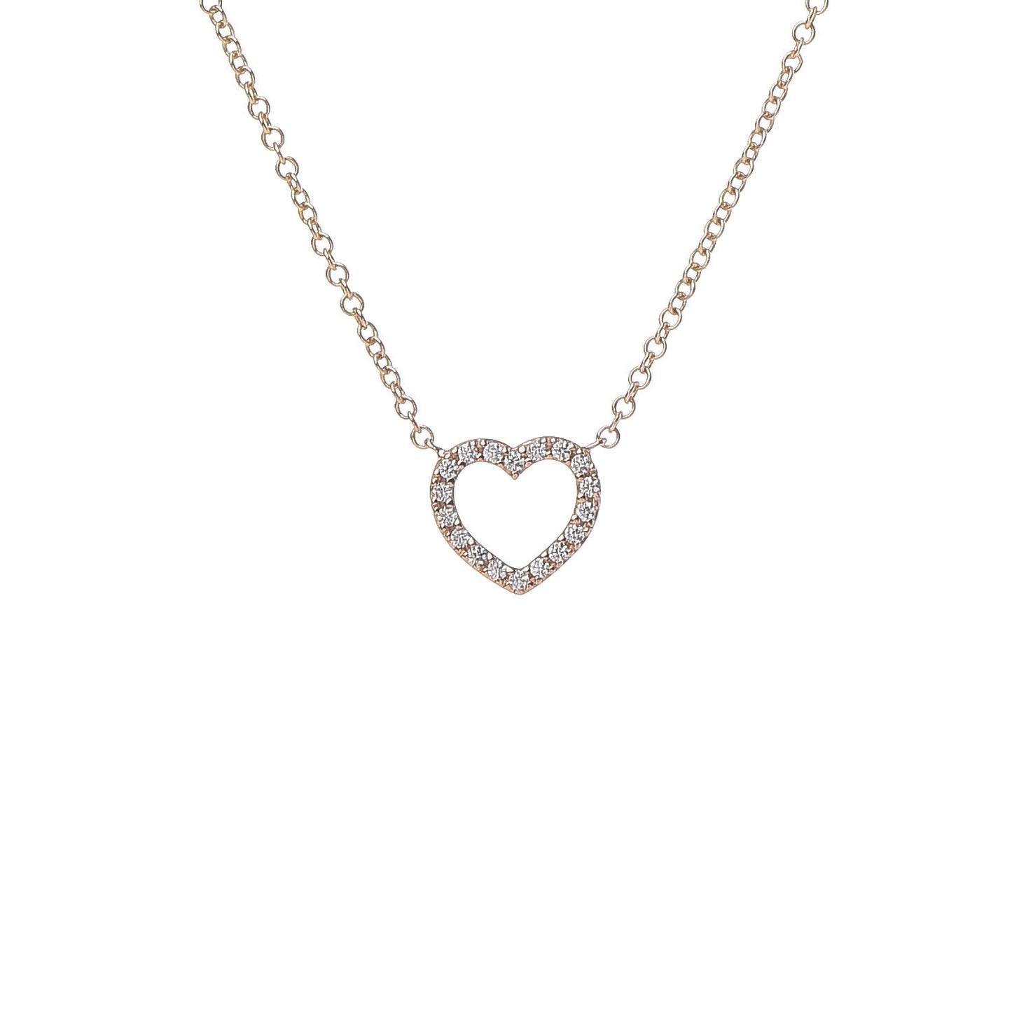18K Rose Gold Diamond Metro Heart Pendant Necklace