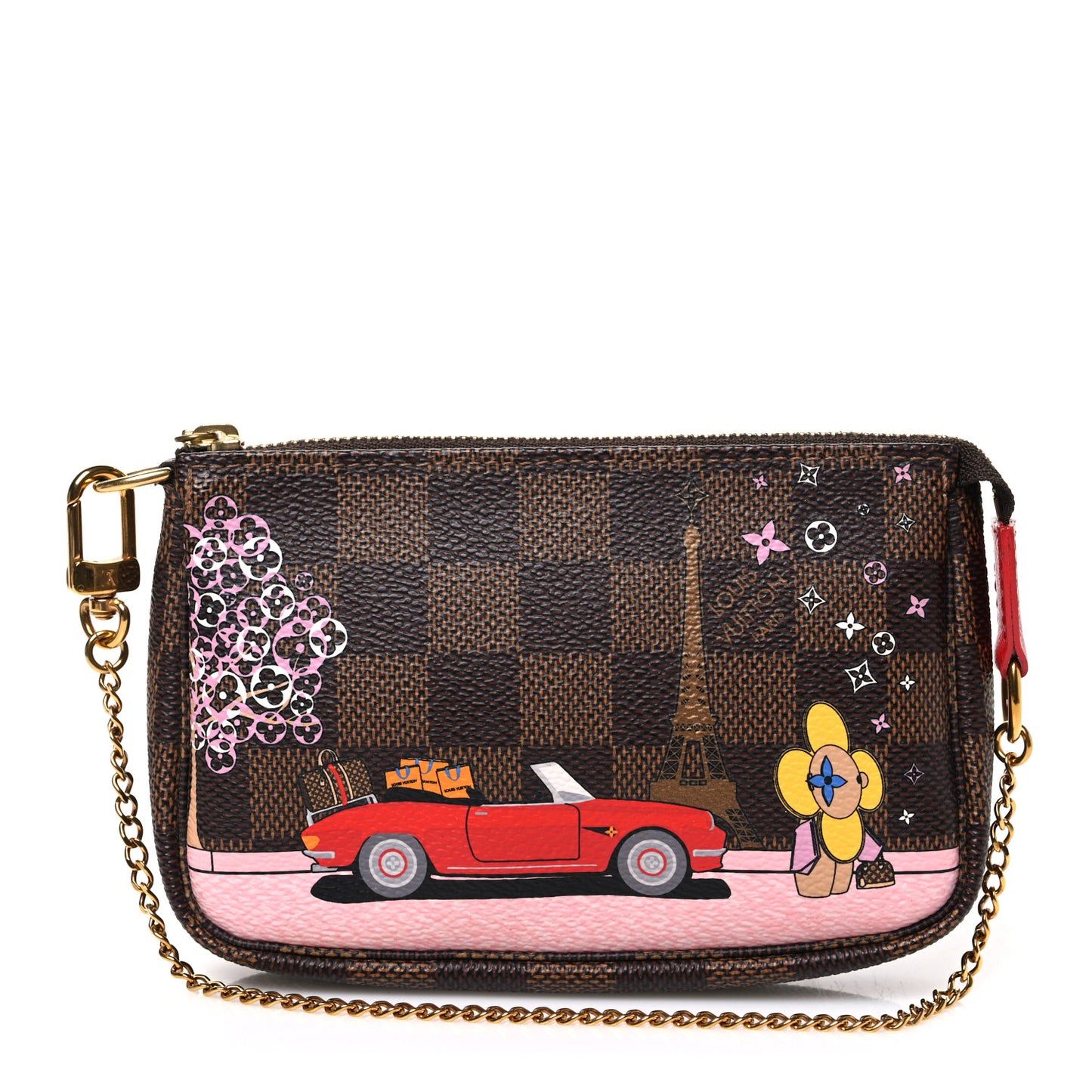 Damier Ebene 2019 Christmas Animation Mini Pochette Accessories Red