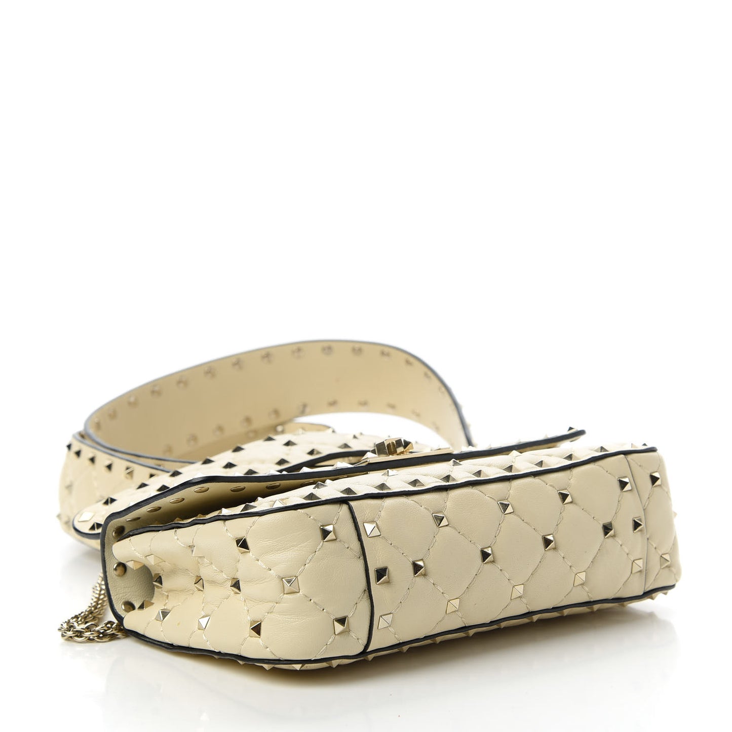 Nappa Small Rockstud Spike Shoulder Bag Light Ivory