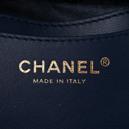 Chanel Lambskin Resin Elegant Chain Vanity Case Blue 6 of 10