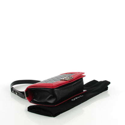 Chanel Lambskin Quilted Medium Boy Flap Black Red 4 of 8