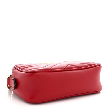 Gucci Calfskin Matelasse Mini GG Marmont Chain Shoulder Bag Hibiscus Red 4 of 11