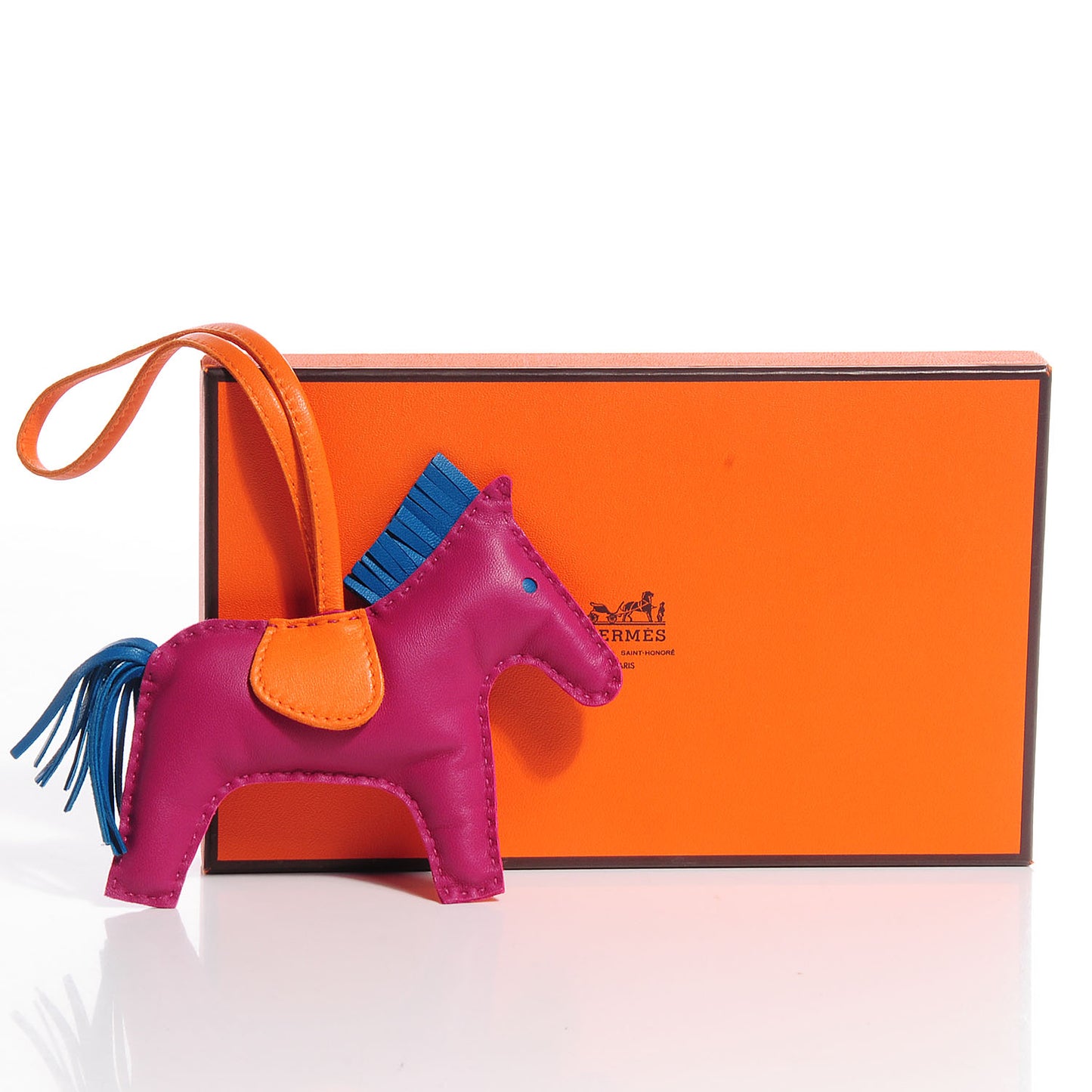 Milo Lambskin Grigri Rodeo Horse Bag Charm MM Tosca Bleu Izmir Orange