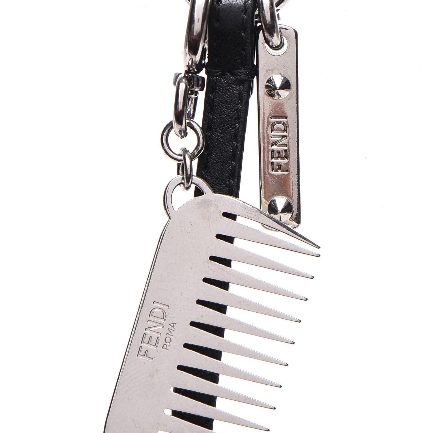 Fendi Fox Goat Mink Fur Nappa Crystal Studded Mini Karlito Tuxedo Bag Charm White Multicolor 4 of 6