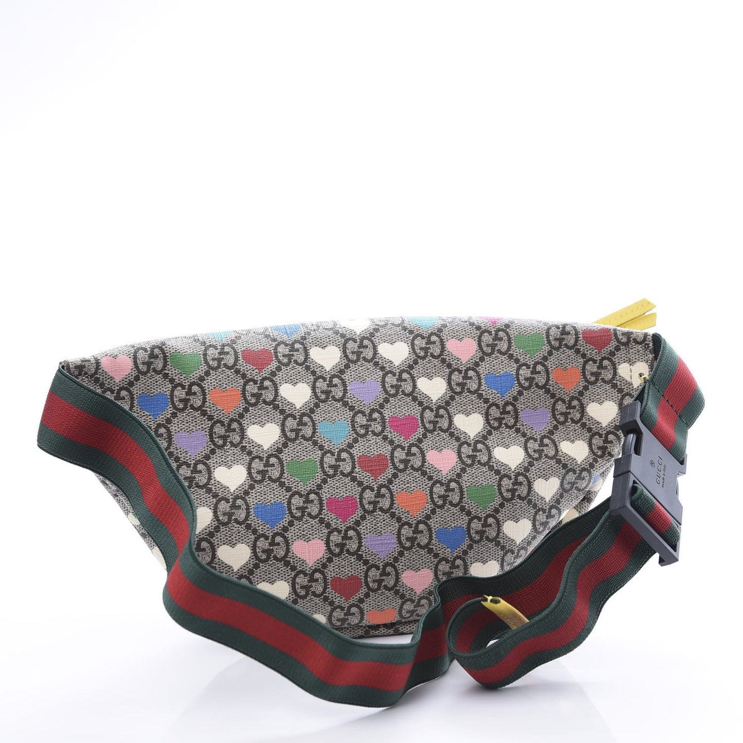Soft GG Supreme Monogram Hearts Web Childrens Belt Bag Beige Ebony Multicolor Freesia