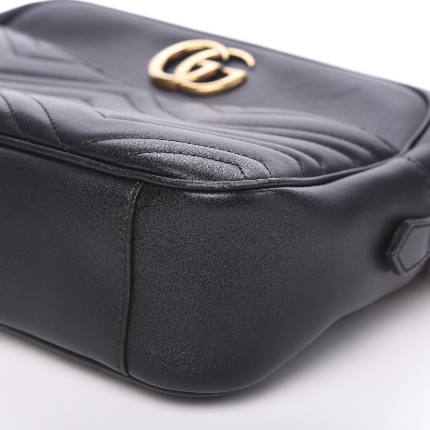 Gucci Calfskin Matelasse Medium GG Marmont Chain Shoulder Bag Black 8 of 9