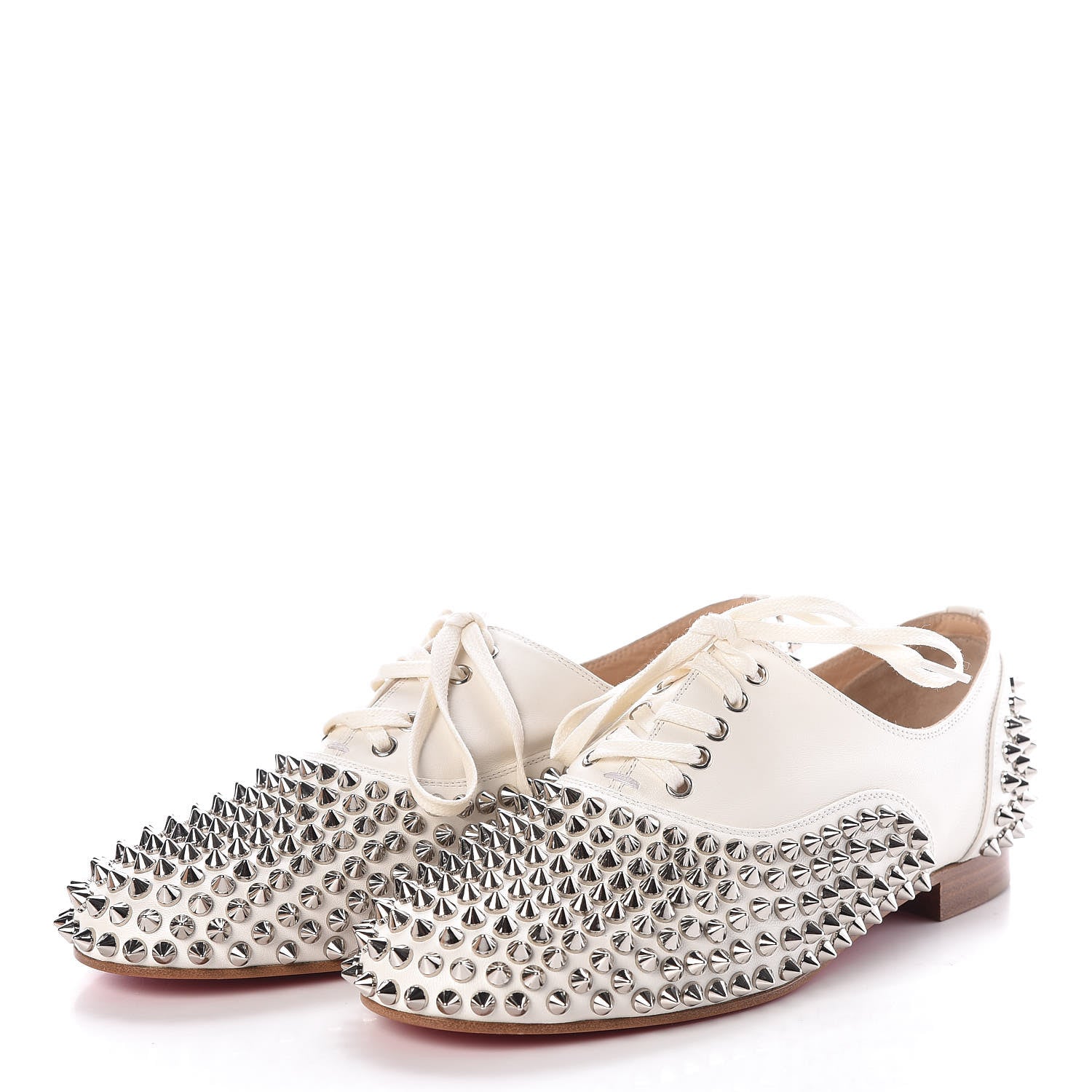 Christian Louboutin Nappa Freddy Spikes Donna Flat Sneakers 37 Latte Silver 3 of 8
