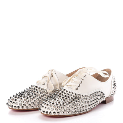 Christian Louboutin Nappa Freddy Spikes Donna Flat Sneakers 37 Latte Silver 3 of 8