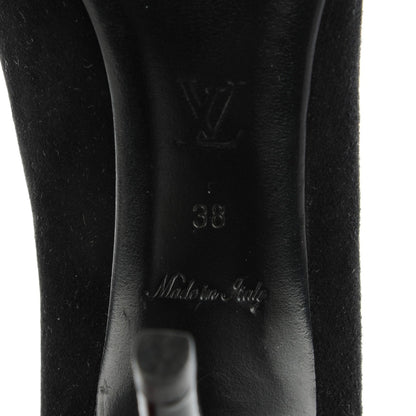 Louis Vuitton Suede Monogram Roses Pumps 38 Black 9 of 10