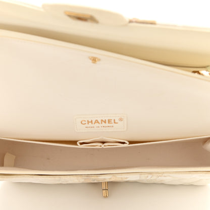 Chanel Denim Floral Printed Medium Double Flap Beige 5 of 9