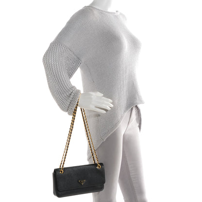 Prada Saffiano Lux Chain Shoulder Bag Black 2 of 10