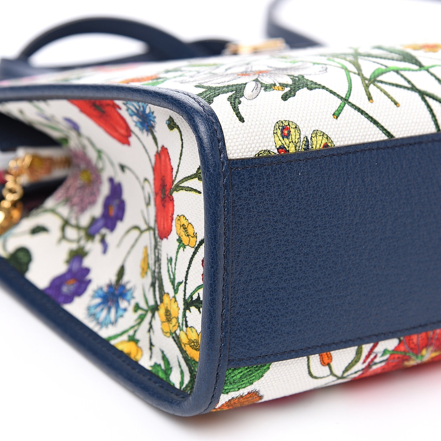 Gucci Canvas Medium Flora Tote White Multicolor Blue Agata 7 of 8
