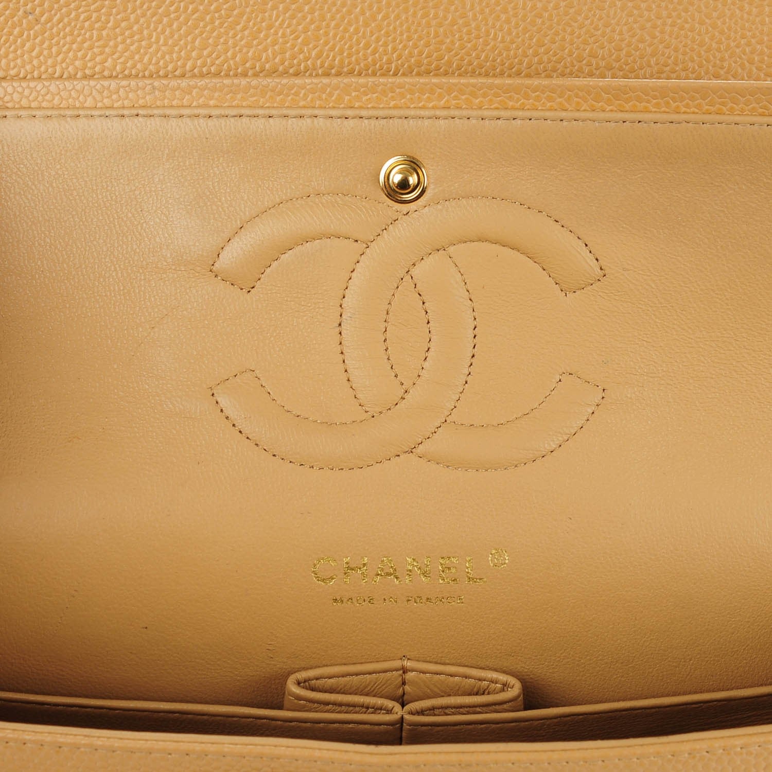 Chanel Caviar Quilted Medium Double Flap Beige 6 of 8