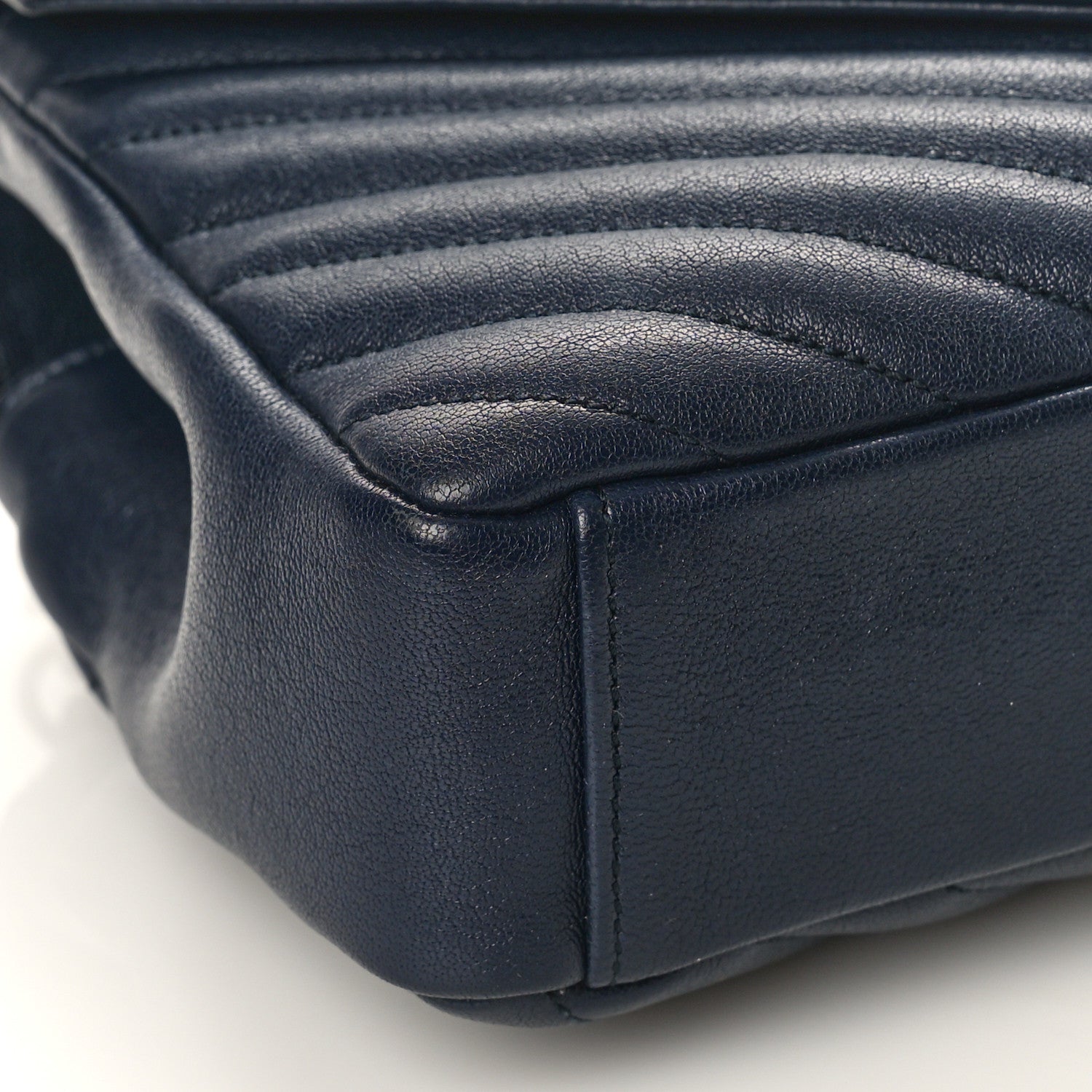 Saint Laurent Sheepskin Matelasse Chevron Monogram Medium College Bag Deep Marine 8 of 10