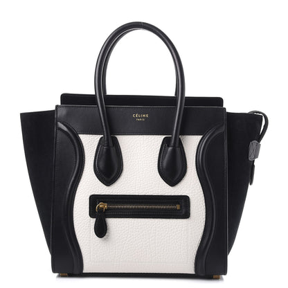 Celine Bullhide Calfskin Micro Bi-Color Luggage Black White 1 of 8