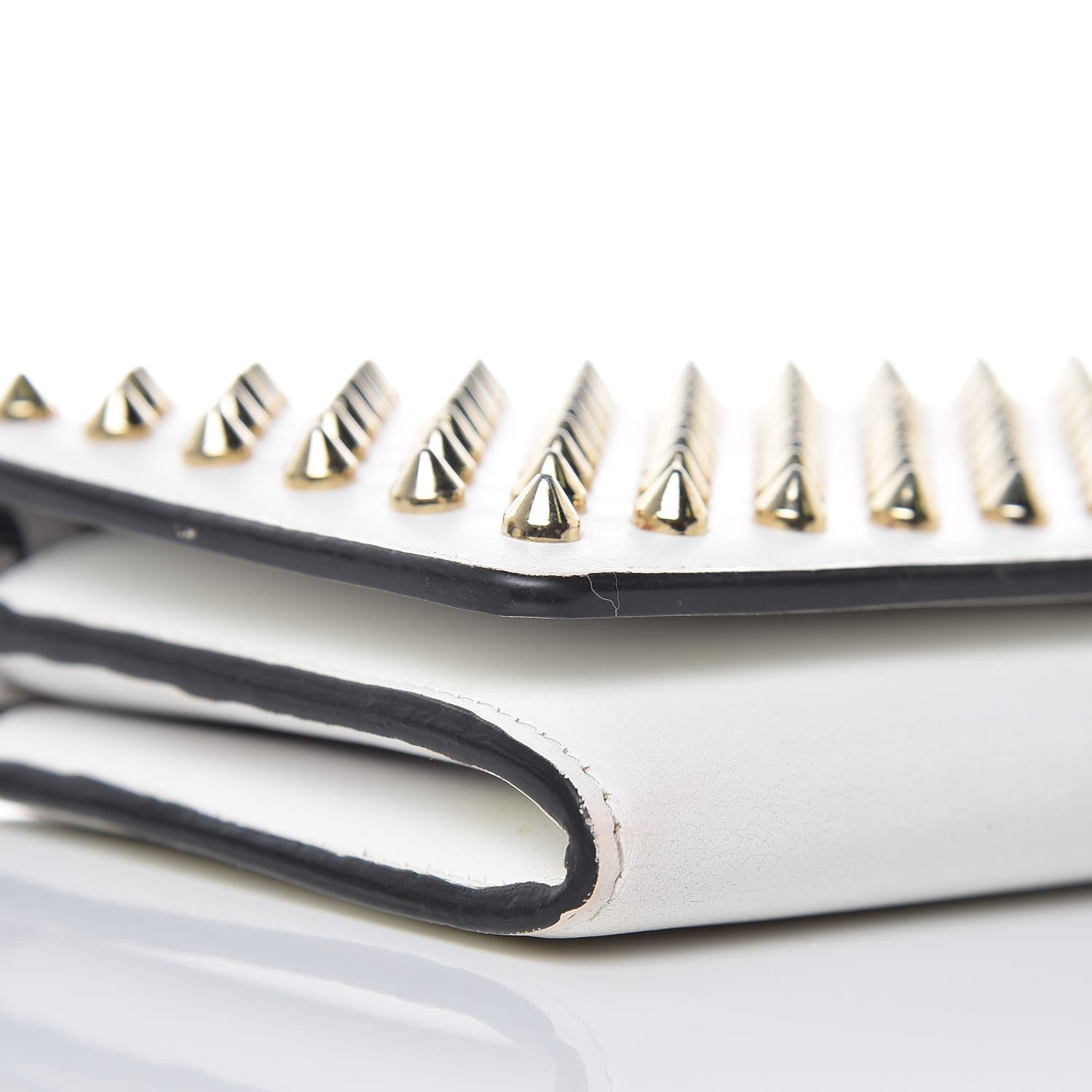 Christian Louboutin Calfskin Macaron Spiked Flap Wallet White 12 of 15