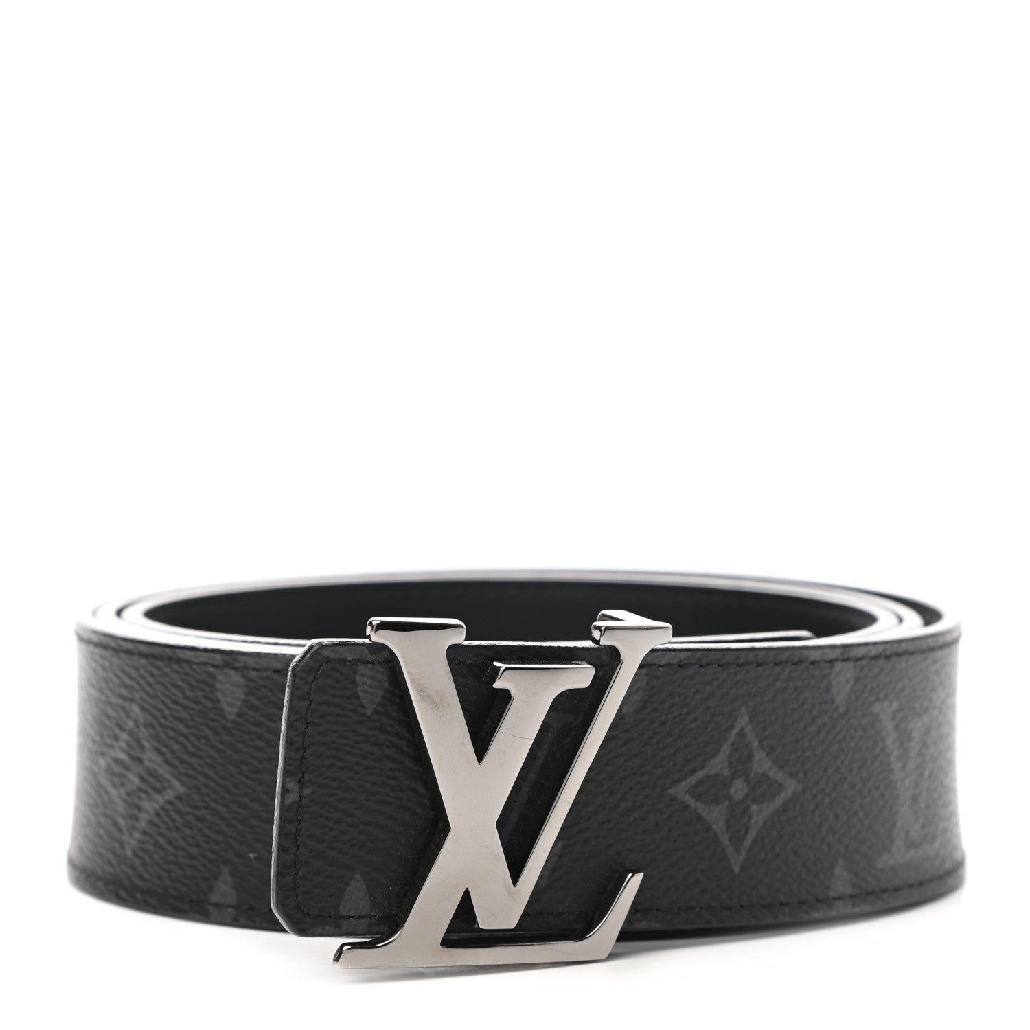 Louis Vuitton Monogram Eclipse Taigarama 40mm LV Initiales Reversible Belt 105 42 Black 1 of 5