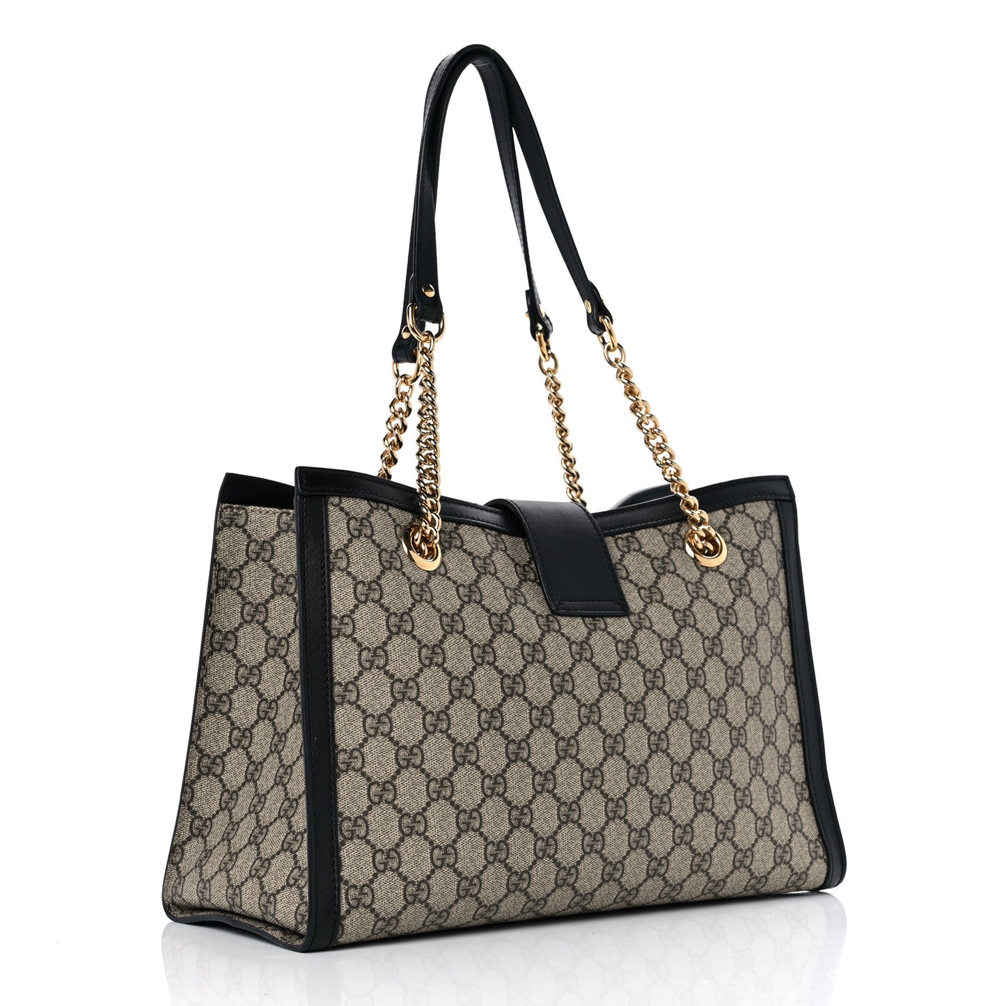 GG Supreme Monogram Medium Padlock Tote Black