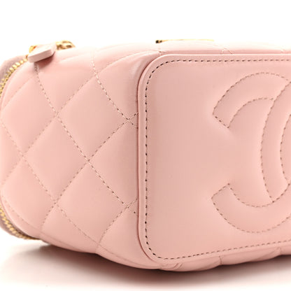 Chanel Lambskin Quilted Golden Links Top Handle Vanity Case With Chain Light Pink 11 of 12