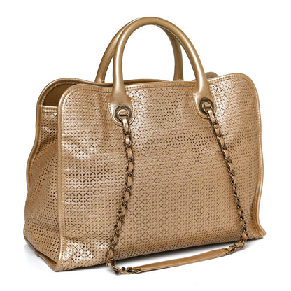 Chanel Metallic Calfskin Perforated Up In The Air Tote Gold 3 of 12