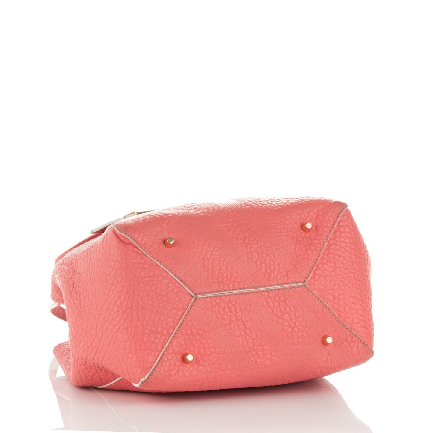 Signature Grain Calfskin Check Embossed Small Canterbury Tote Rose Pink