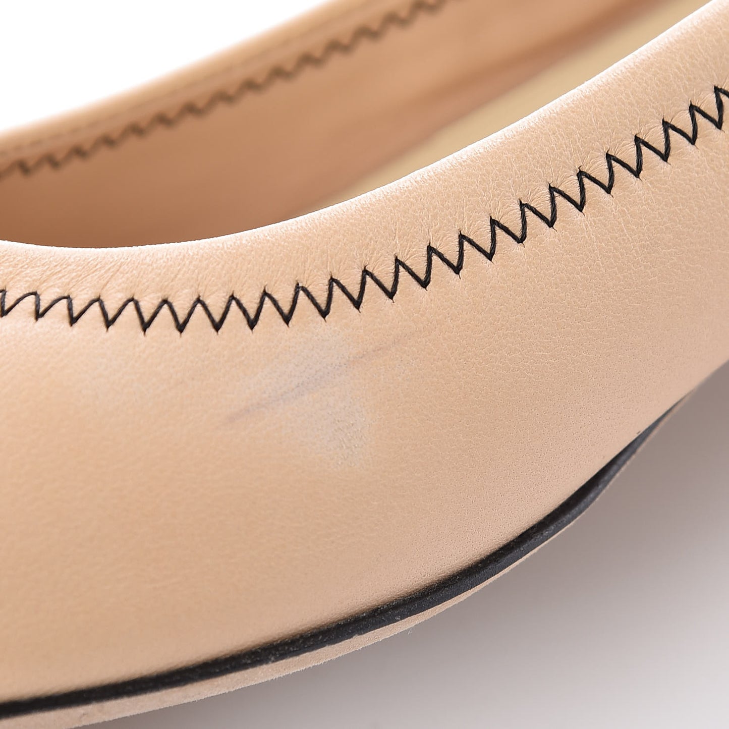 Lambskin CC Elastic Cap Toe Ballerina Flats 39 Beige Black