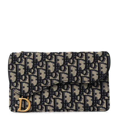 Christian Dior Monogram Saddle Pouch Wallet Blue 1 of 9