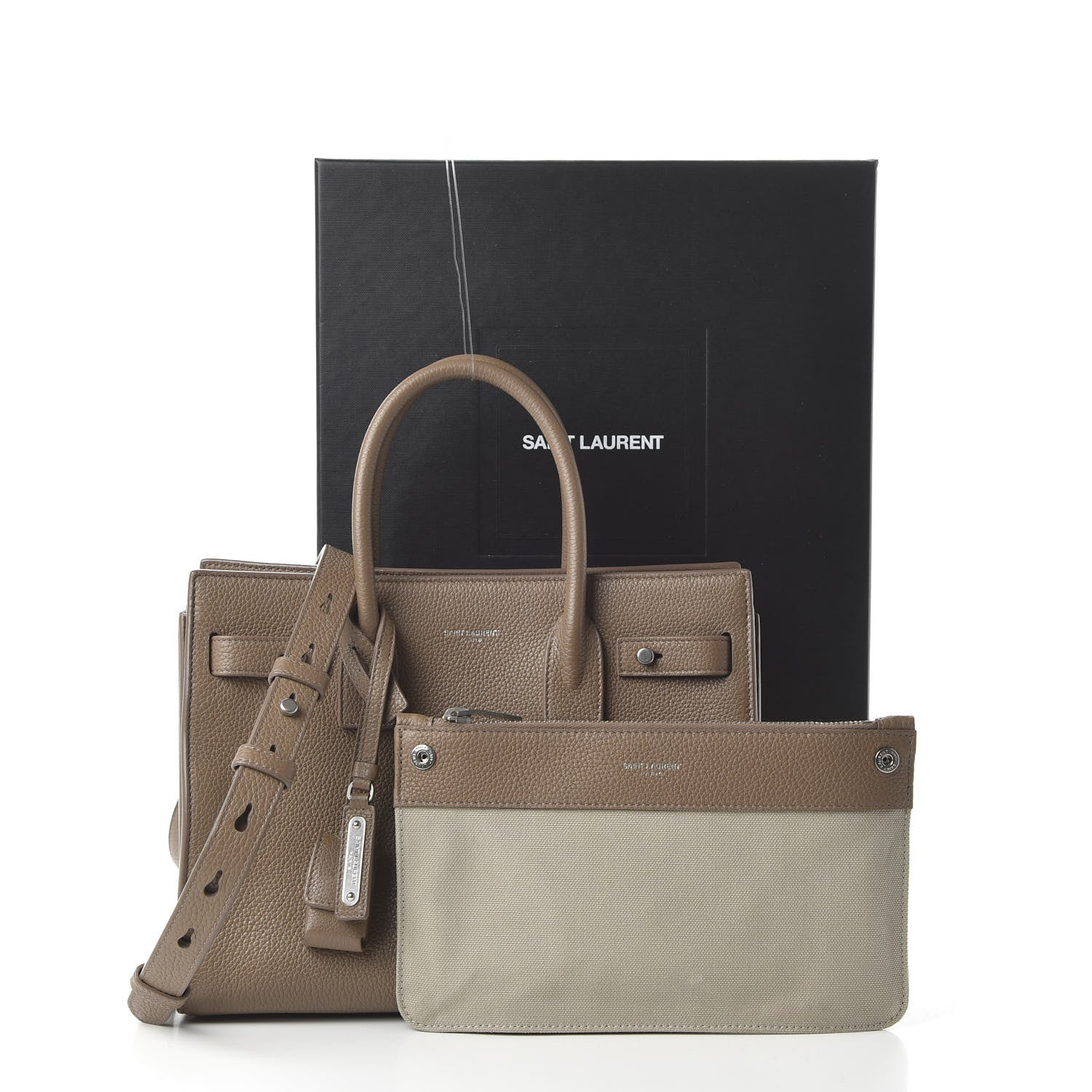 Saint Laurent Grained Calfskin Baby Sac De Jour Souple Taupe 11 of 11
