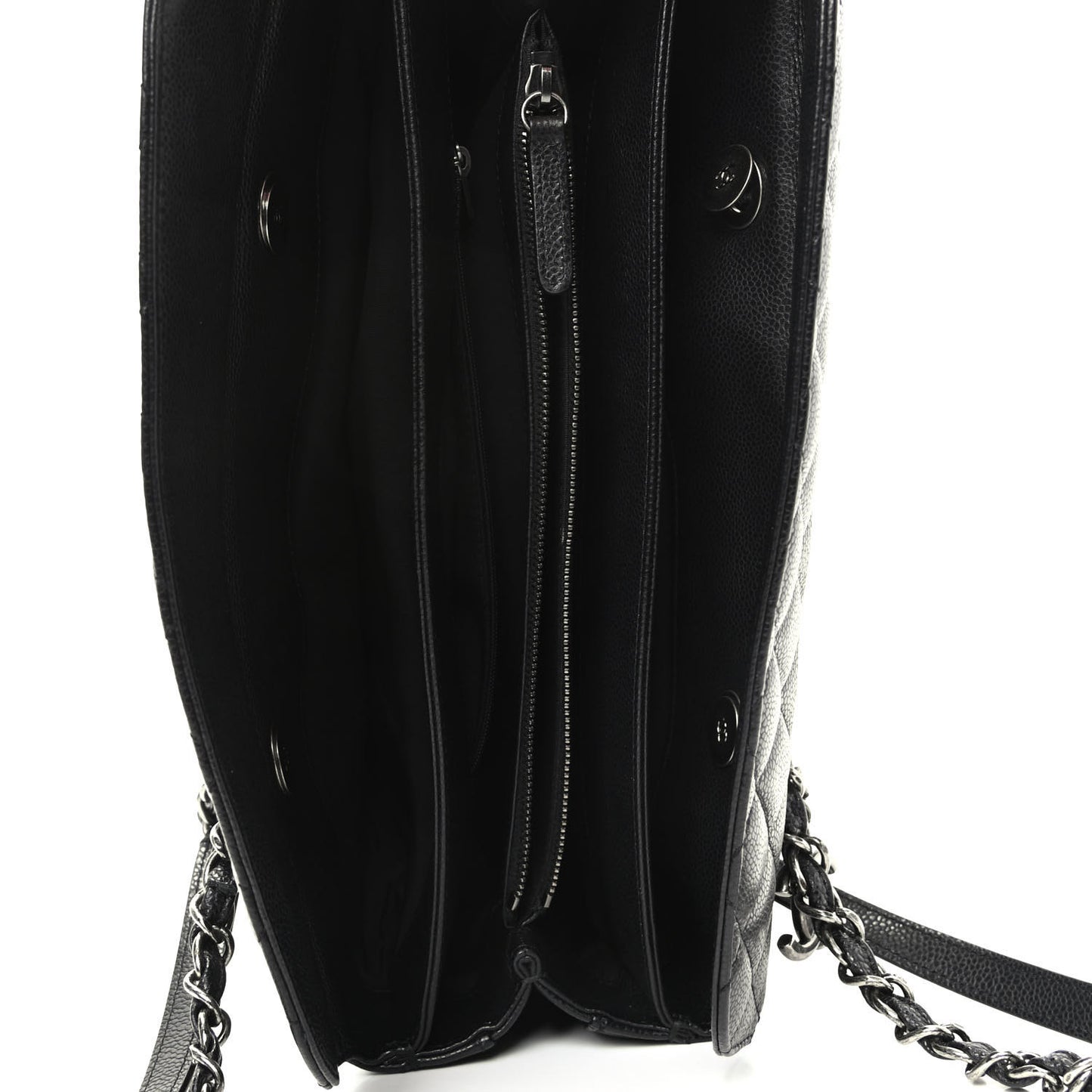 Caviar Quilted City Shopping Tote Black