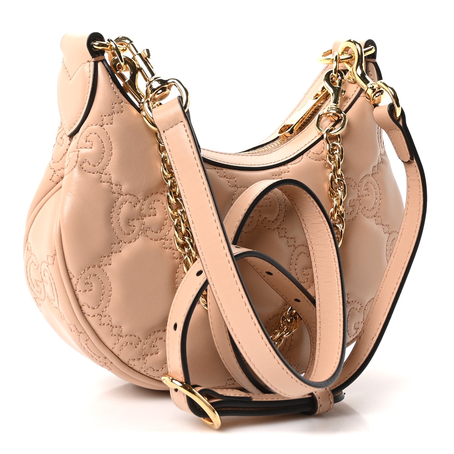 Gucci Calfskin GG Matelasse Mini Hobo Shoulder Bag Perfect Pink Natural 3 of 10