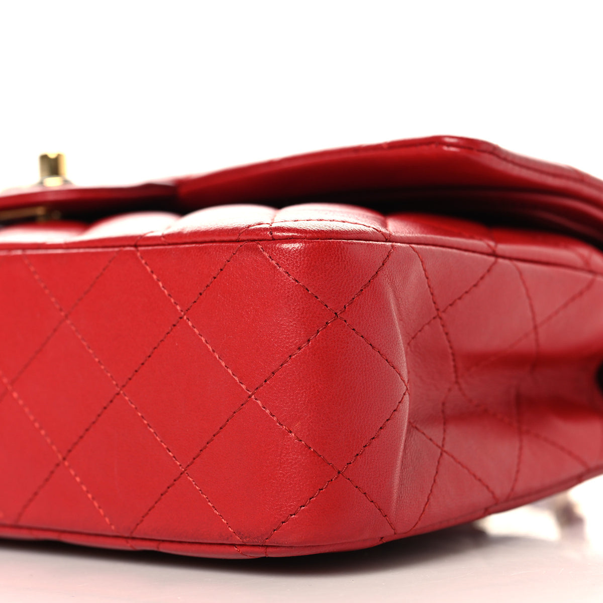 Lambskin Quilted Medium Double Flap Red