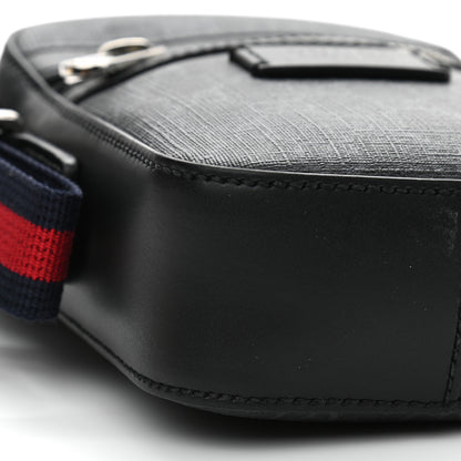 Gucci GG Supreme Monogram Appia Calfskin Web Small Camera Messenger Bag Black Grey 9 of 10