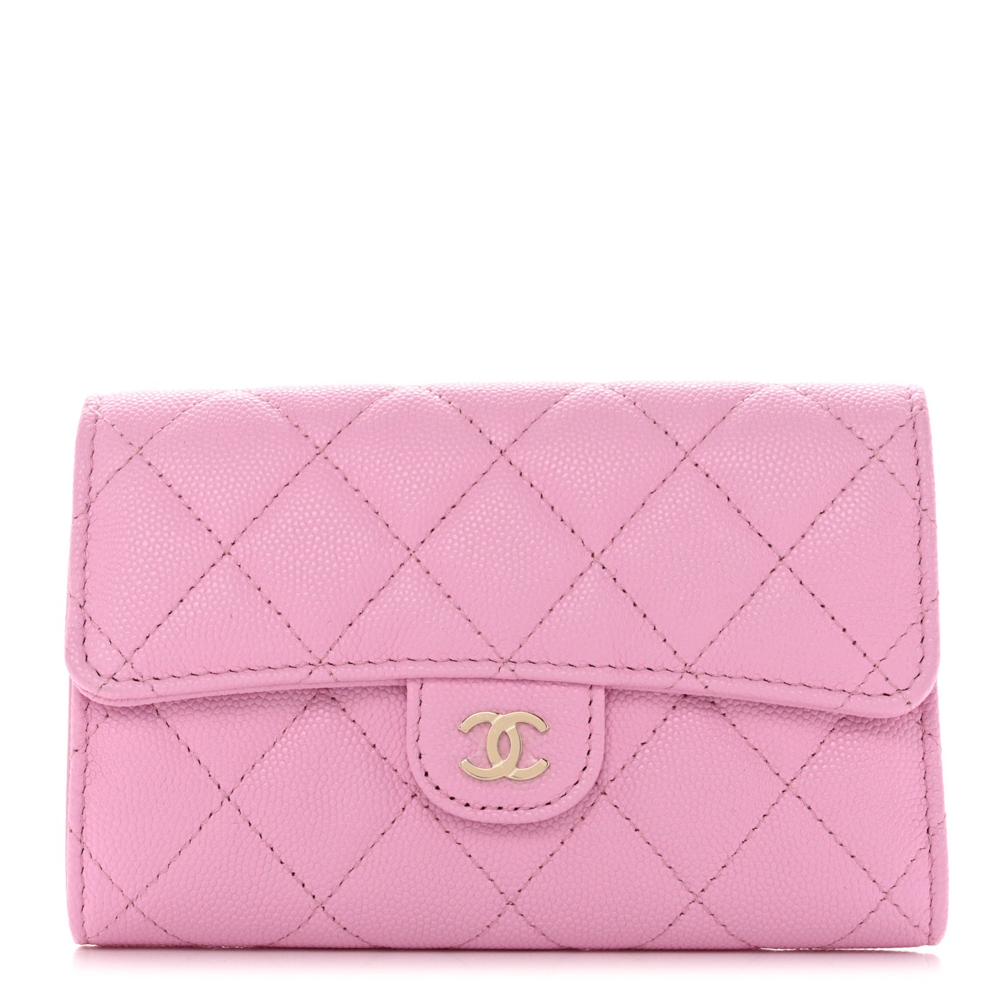 Caviar Quilted Medium Flap Wallet Pink