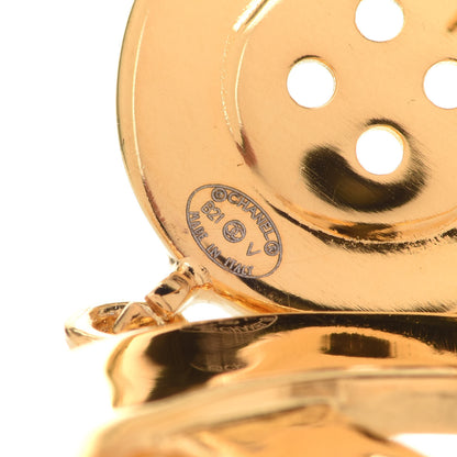 Chanel Metal Large Paris Button Earrings Gold 4 of 5
