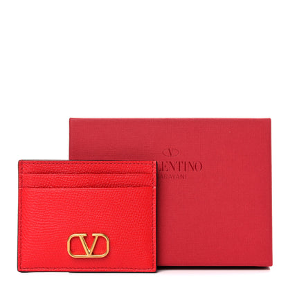 Valentino Garavani Grained Calfskin VLogo Card Holder Rouge Pur 8 of 8