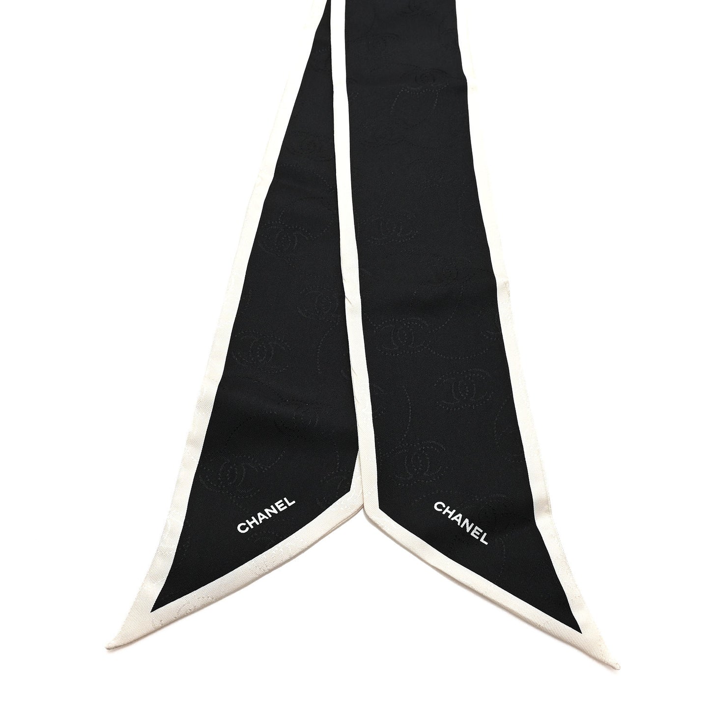 Silk CC Slim Bandeau Scarf Black White