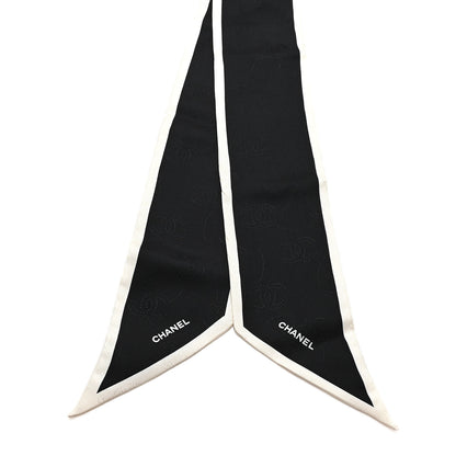Chanel Silk CC Slim Bandeau Scarf Black White 2 of 3