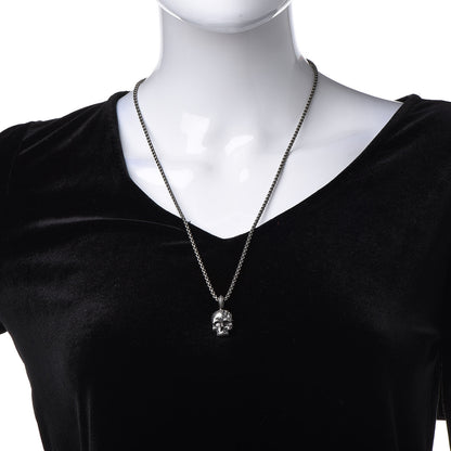 David Yurman Sterling Silver 2.7mm Box Chain Skull Wave Pendant Necklace 2 of 6