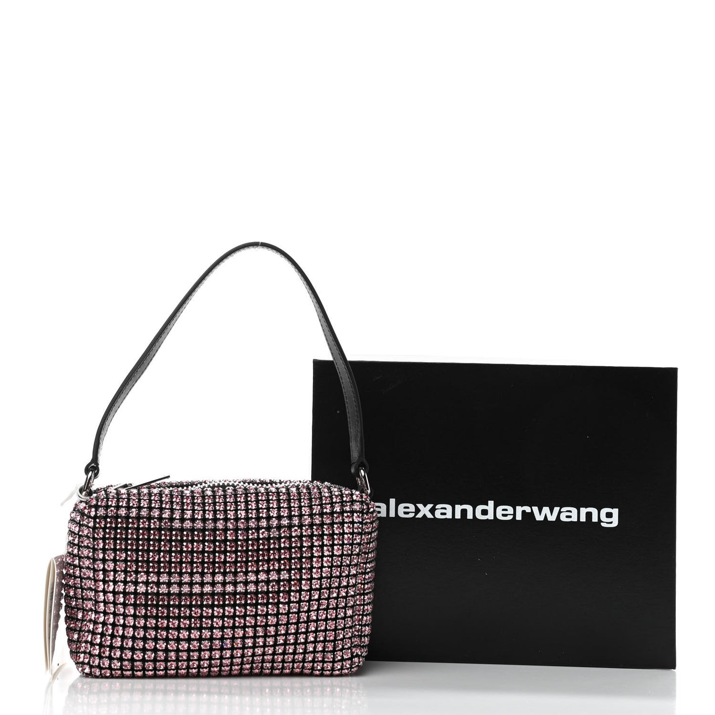 Mesh Crystal Rhinestone Mini Heiress Pouch Pink
