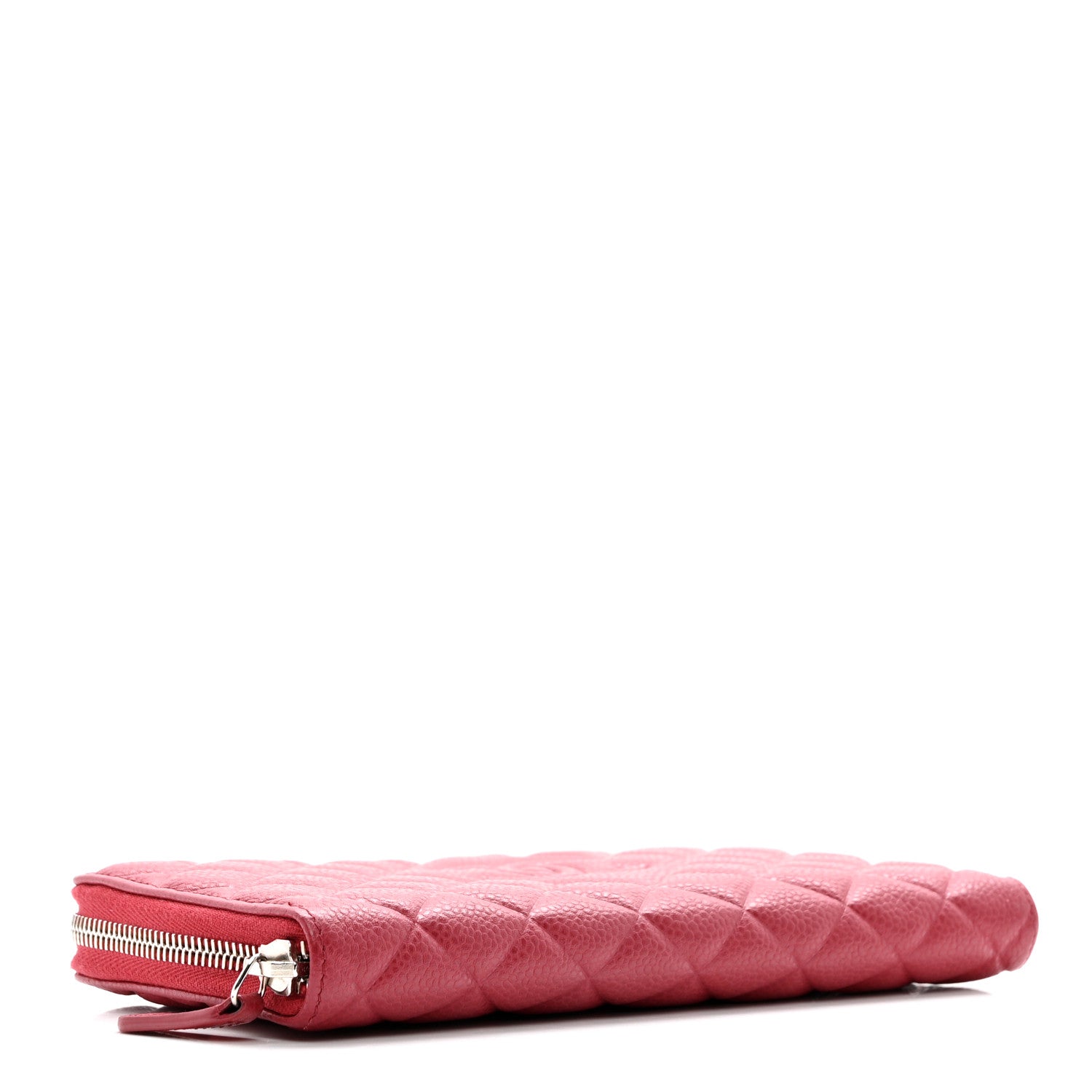 Chanel Caviar Quilted Diamond CC Gusset Zip Around Wallet Red 4 of 9