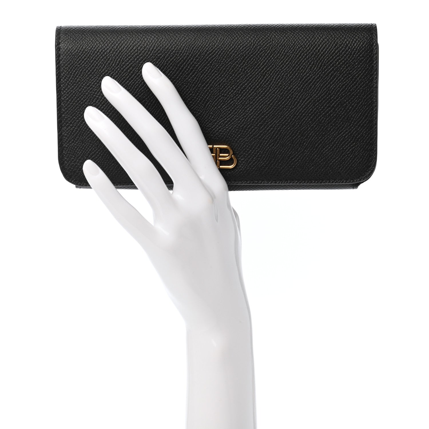 Balenciaga Grained Calfskin BB Thin Money Wallet Black 2 of 7