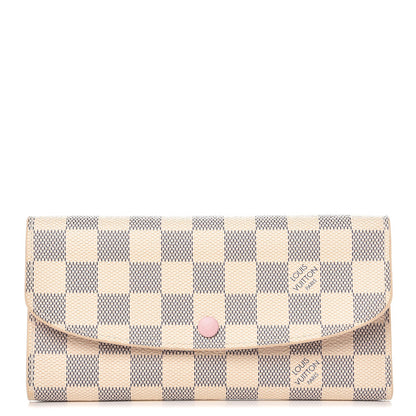 Louis Vuitton Damier Azur Emilie Wallet Rose Ballerine 1 of 7