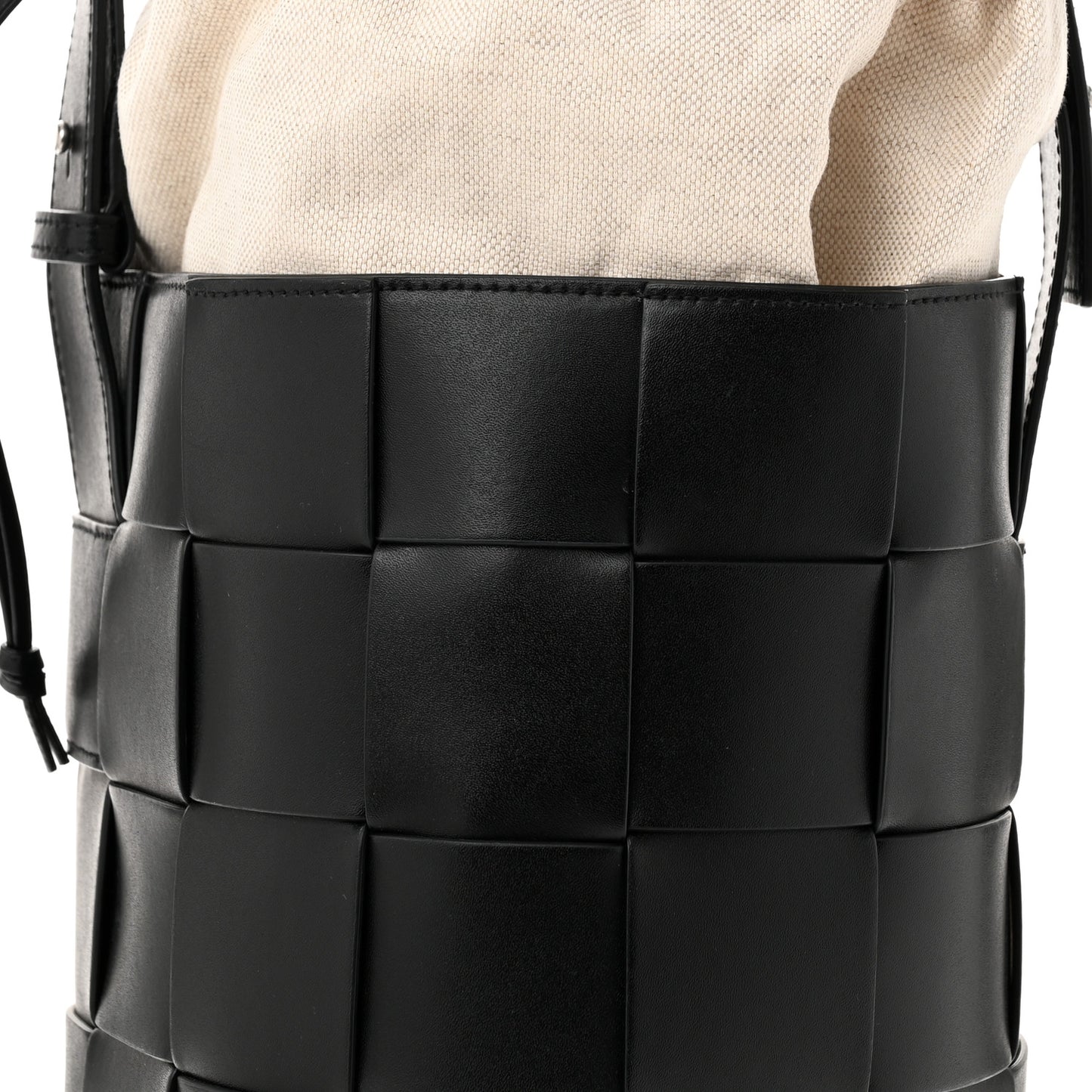 Nappa Maxi Intrecciato Cassette Lantern Bucket Bag Black