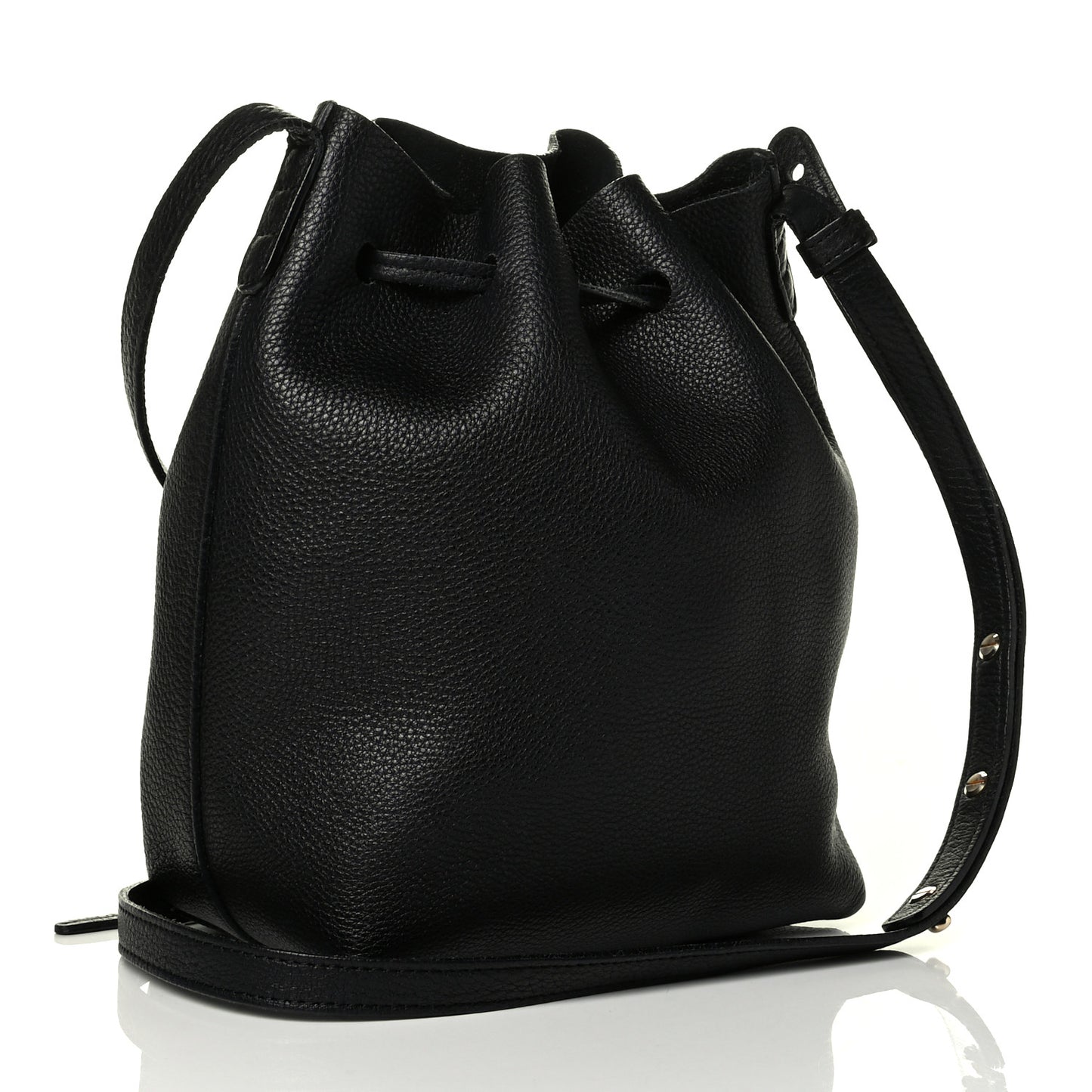 Tumbled Calfskin Mini Bucket Bag Black